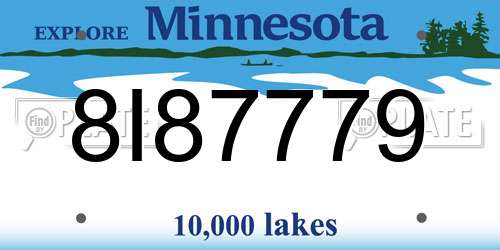 8I87779 Minnesota License Plate