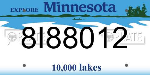 8I88012 Minnesota License Plate