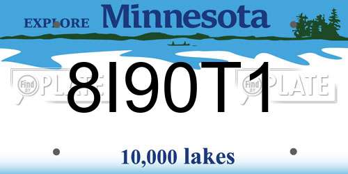 8I90T1 Minnesota License Plate