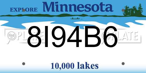 8I94B6 Minnesota License Plate
