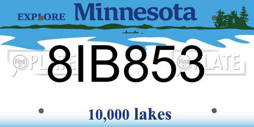 8IB853 Minnesota License Plate