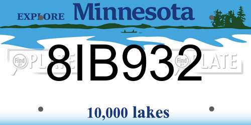 8IB932 Minnesota License Plate