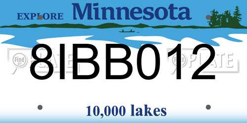 8IBB012 Minnesota License Plate