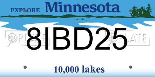 8IBD25 Minnesota License Plate