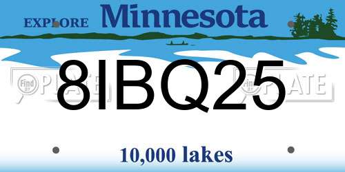 8IBQ25 Minnesota License Plate