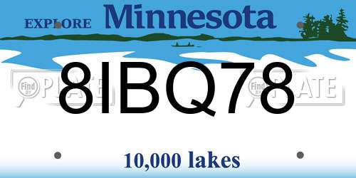 8IBQ78 Minnesota License Plate