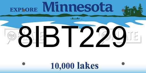 8IBT229 Minnesota License Plate