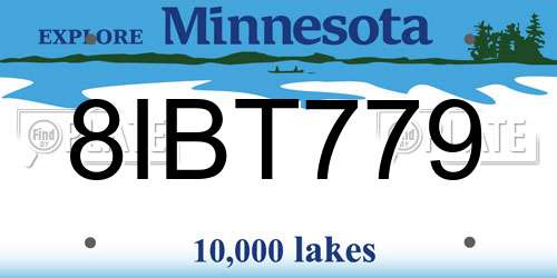 8IBT779 Minnesota License Plate