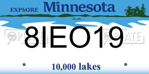 8IEO19 Minnesota License Plate