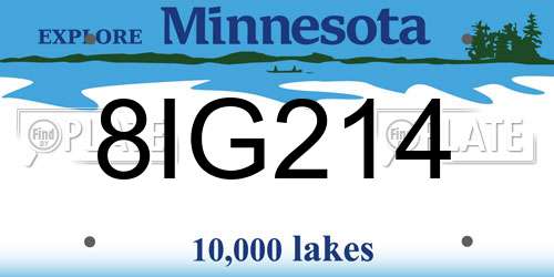 8IG214 Minnesota License Plate