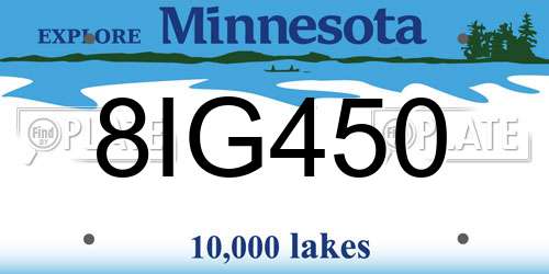8IG450 Minnesota License Plate