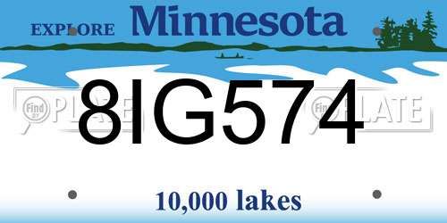 8IG574 Minnesota License Plate