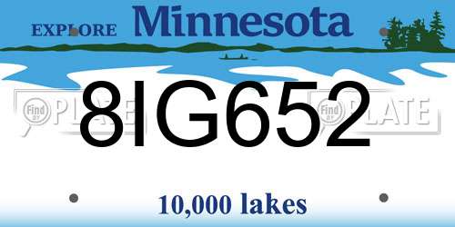 8IG652 Minnesota License Plate