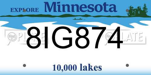 8IG874 Minnesota License Plate