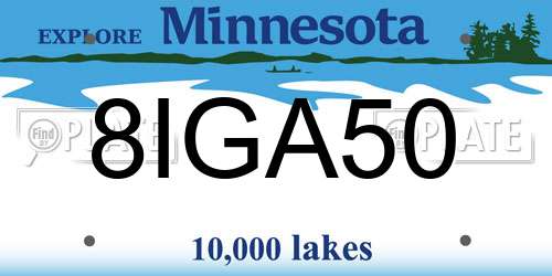 8IGA50 Minnesota License Plate