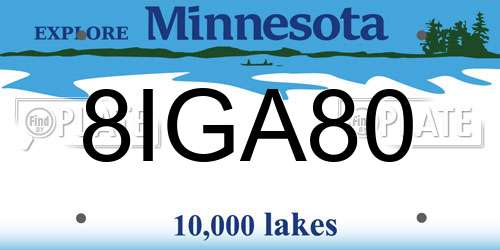 8IGA80 Minnesota License Plate