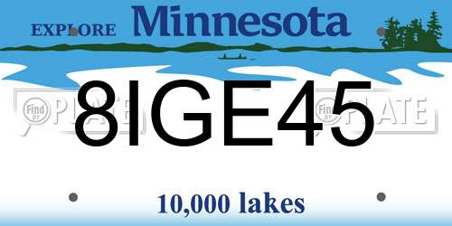 8IGE45 Minnesota License Plate