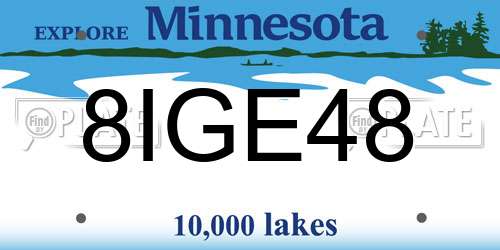 8IGE48 Minnesota License Plate