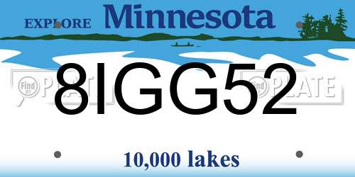 8IGG52 Minnesota License Plate
