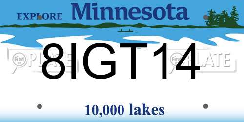 8IGT14 Minnesota License Plate