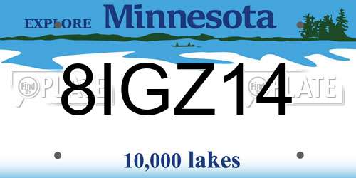 8IGZ14 Minnesota License Plate