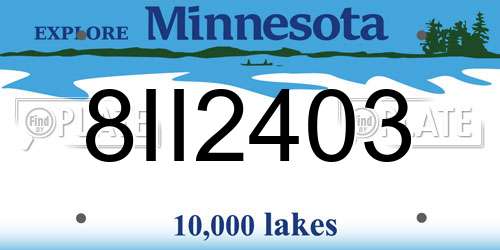 8II2403 Minnesota License Plate