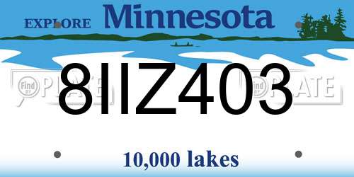 8IIZ403 Minnesota License Plate