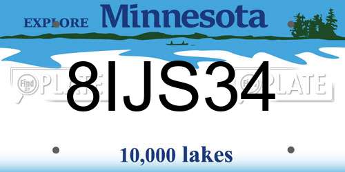 8IJS34 Minnesota License Plate