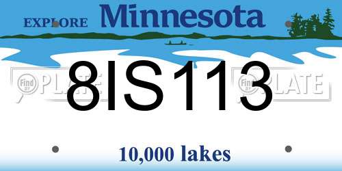 8IS113 Minnesota License Plate