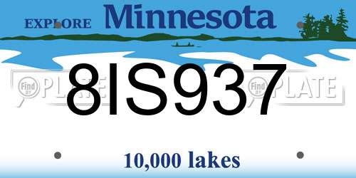 8IS937 Minnesota License Plate