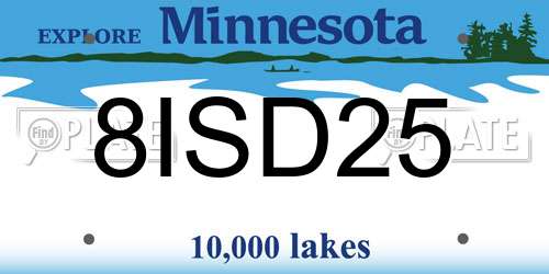 8ISD25 Minnesota License Plate