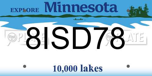 8ISD78 Minnesota License Plate