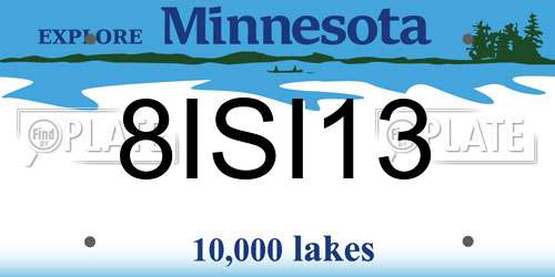 8ISI13 Minnesota License Plate