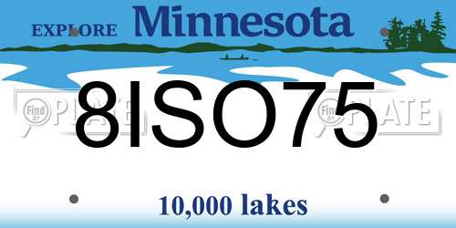 8ISO75 Minnesota License Plate