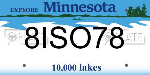 8ISO78 Minnesota License Plate
