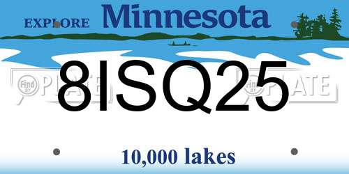 8ISQ25 Minnesota License Plate