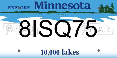 8ISQ75 Minnesota License Plate