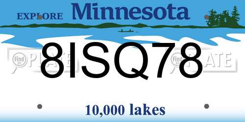 8ISQ78 Minnesota License Plate