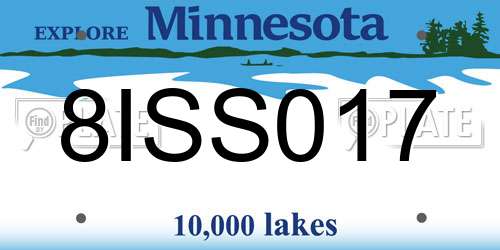 8ISS017 Minnesota License Plate