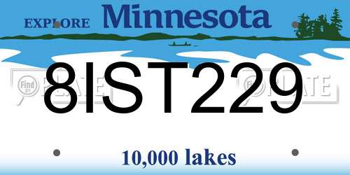 8IST229 Minnesota License Plate