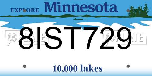 8IST729 Minnesota License Plate