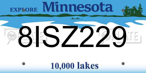 8ISZ229 Minnesota License Plate