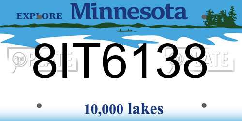 8IT6138 Minnesota License Plate