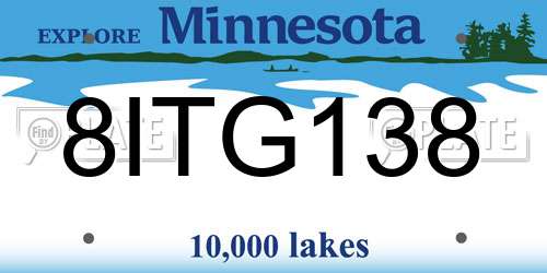 8ITG138 Minnesota License Plate