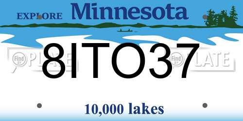 8ITO37 Minnesota License Plate