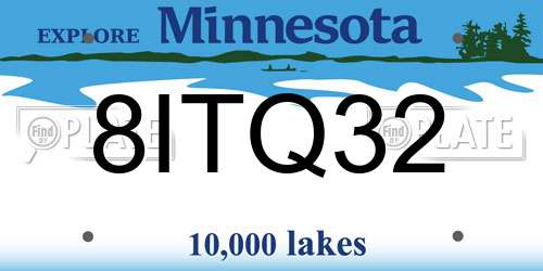 8ITQ32 Minnesota License Plate
