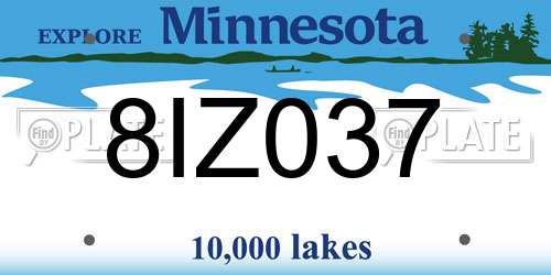 8IZ037 Minnesota License Plate