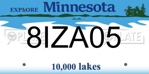 8IZA05 Minnesota License Plate