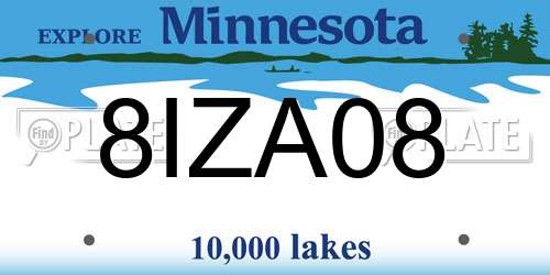 8IZA08 Minnesota License Plate