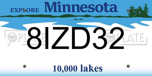 8IZD32 Minnesota License Plate